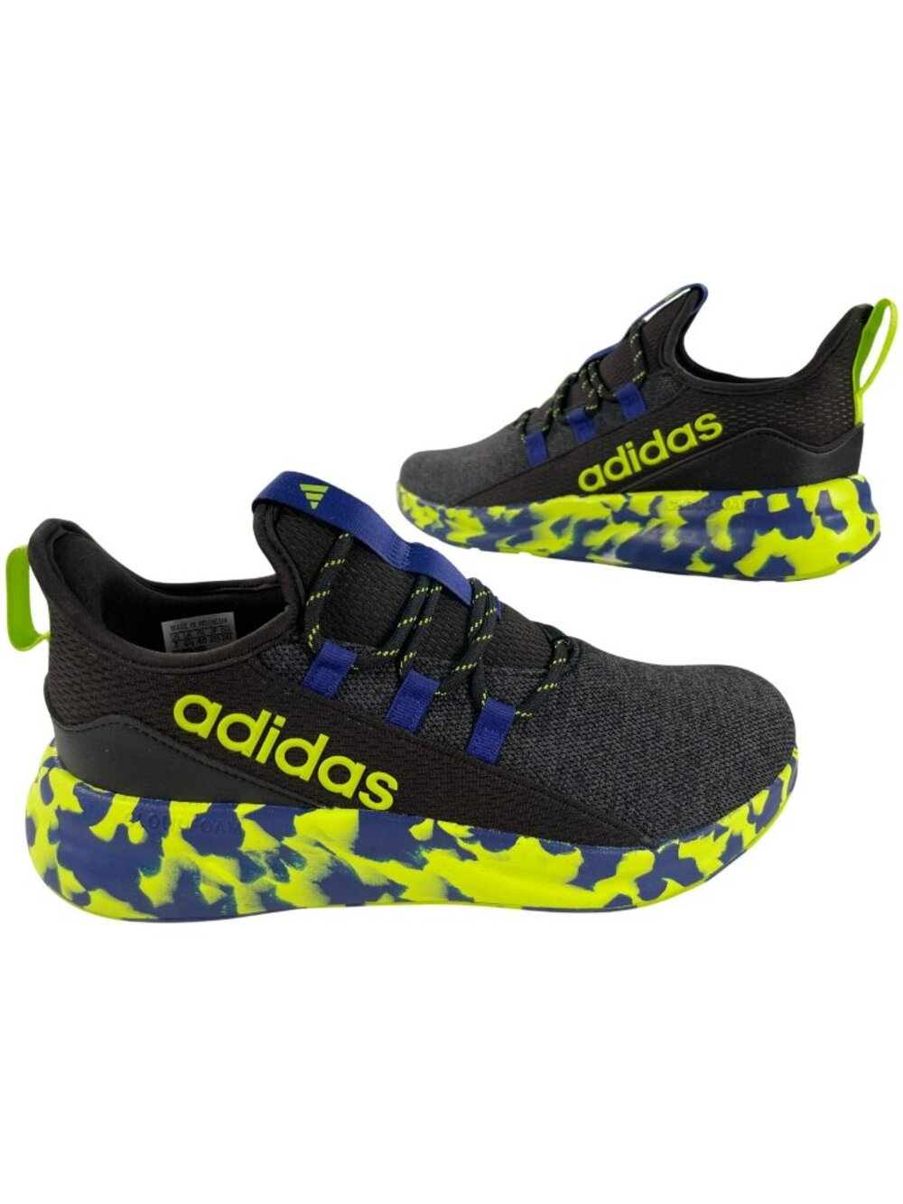 Adidas Lite Racer Adapt 8 Athletic Sports Shoes Black/Slime/Blue Men's Sz 7 NEW